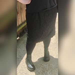 Kathy Ireland Plus Black Lace Scalloped Hem Skirt